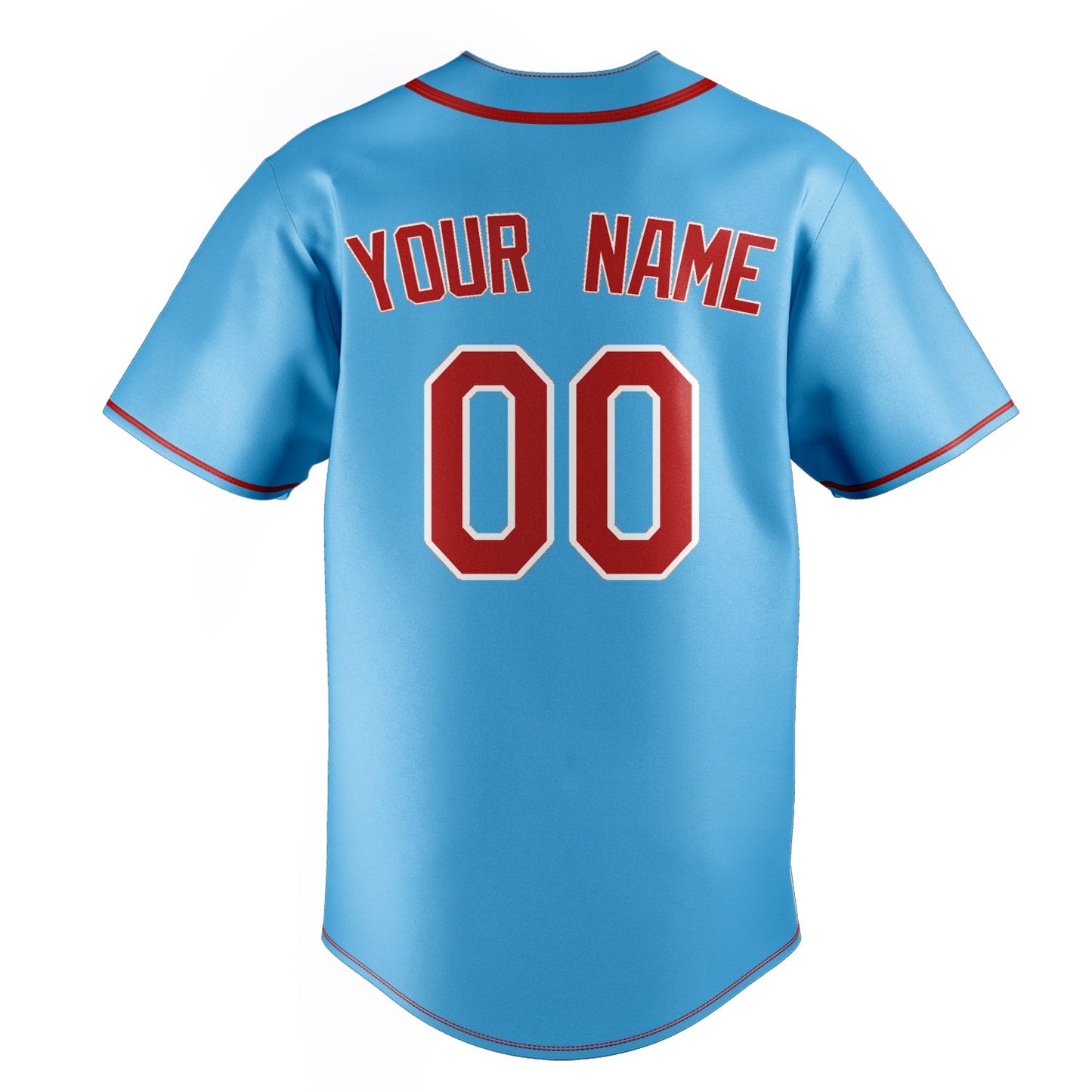 Sky-Blue & Red Clubhouse Baseball Jersey
