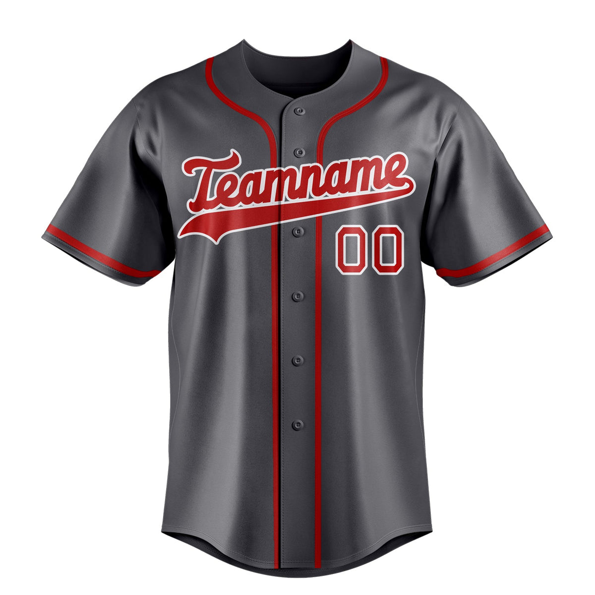 Steel-Gray & Red Field Baseball Jersey