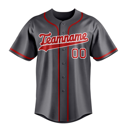 Steel-Gray & Red Field Baseball Jersey