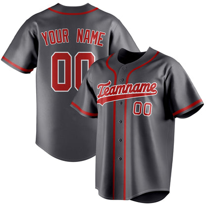 Personalized Steel Gray & Red Color Fan Baseball Jersey BB01240530CK291
