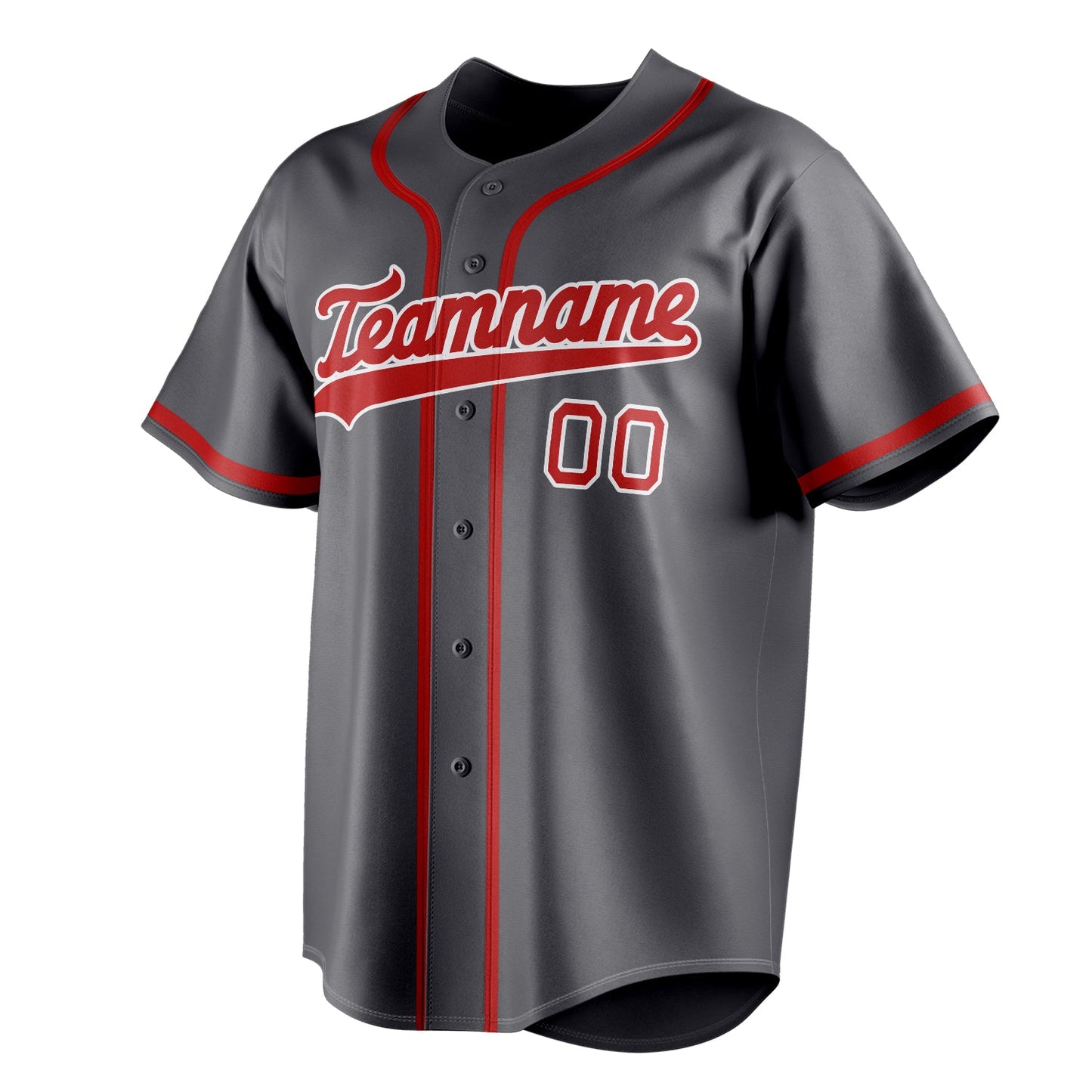 Steel-Gray & Red Field Baseball Jersey