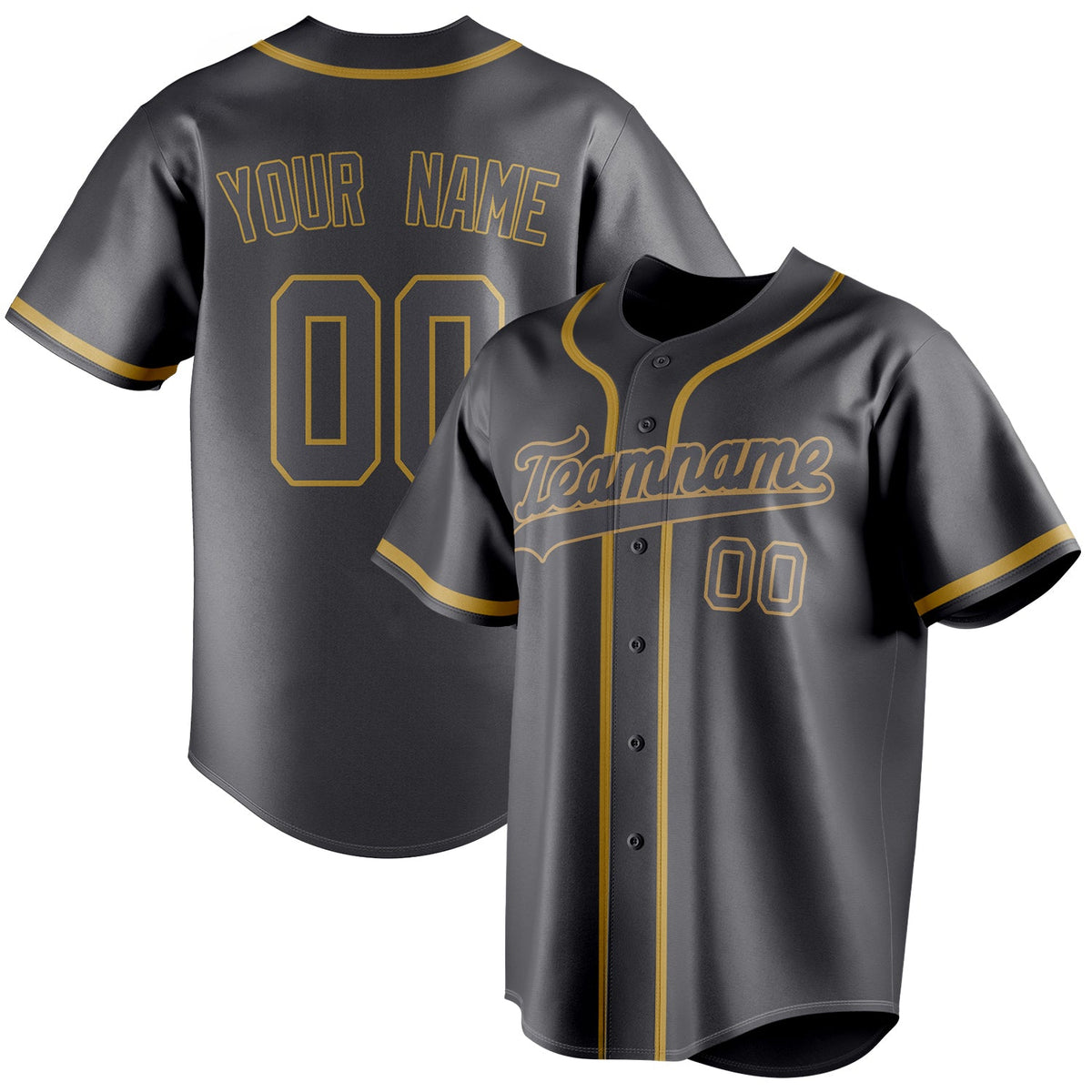 Personalized Steel Gray & Old Gold Color Fan Baseball Jersey BB01240530CK292