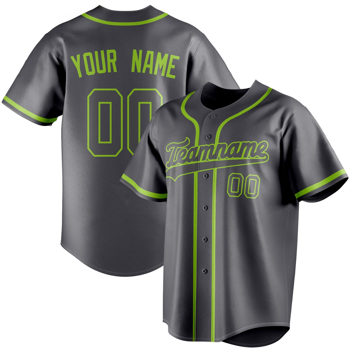 Personalized Steel Gray & Neon Green Color Fan Baseball Jersey BB01240530CK293