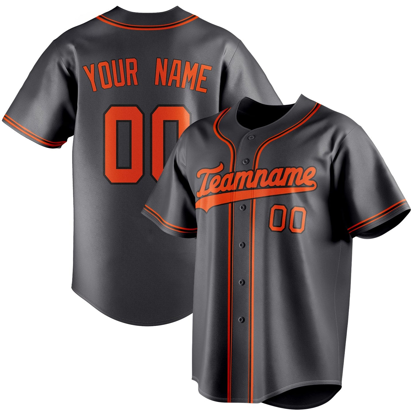 Personalized Steel Gray & Orange Color Fan Baseball Jersey BB01240530CK295