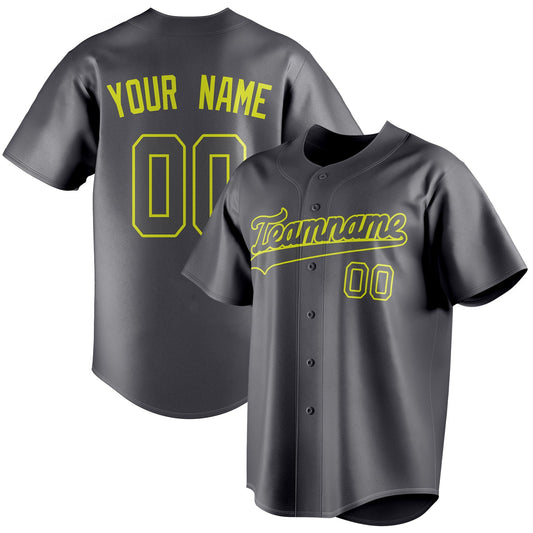 Personalized Steel Gray & Neon Yellow Color Fan Baseball Jersey BB01240530CK297