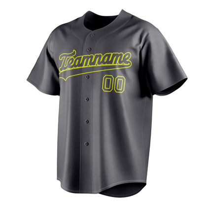 Steel-Gray & Neon-Yellow Stadium Baseball Jersey