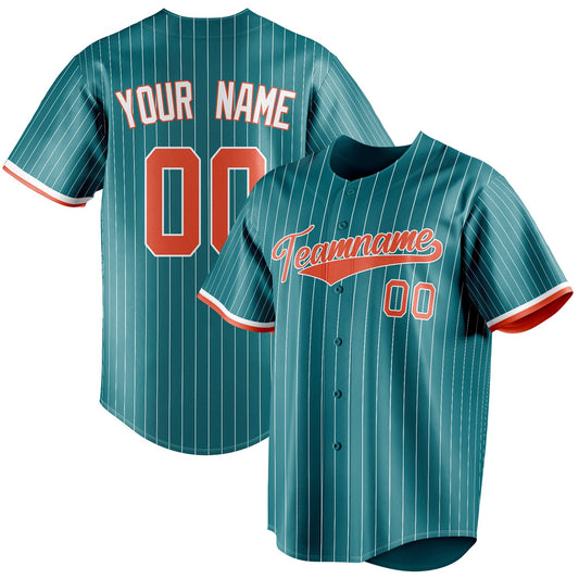 Personalized Teal & Orange White Pinstripe Fan Baseball Jersey BB01240530CK326