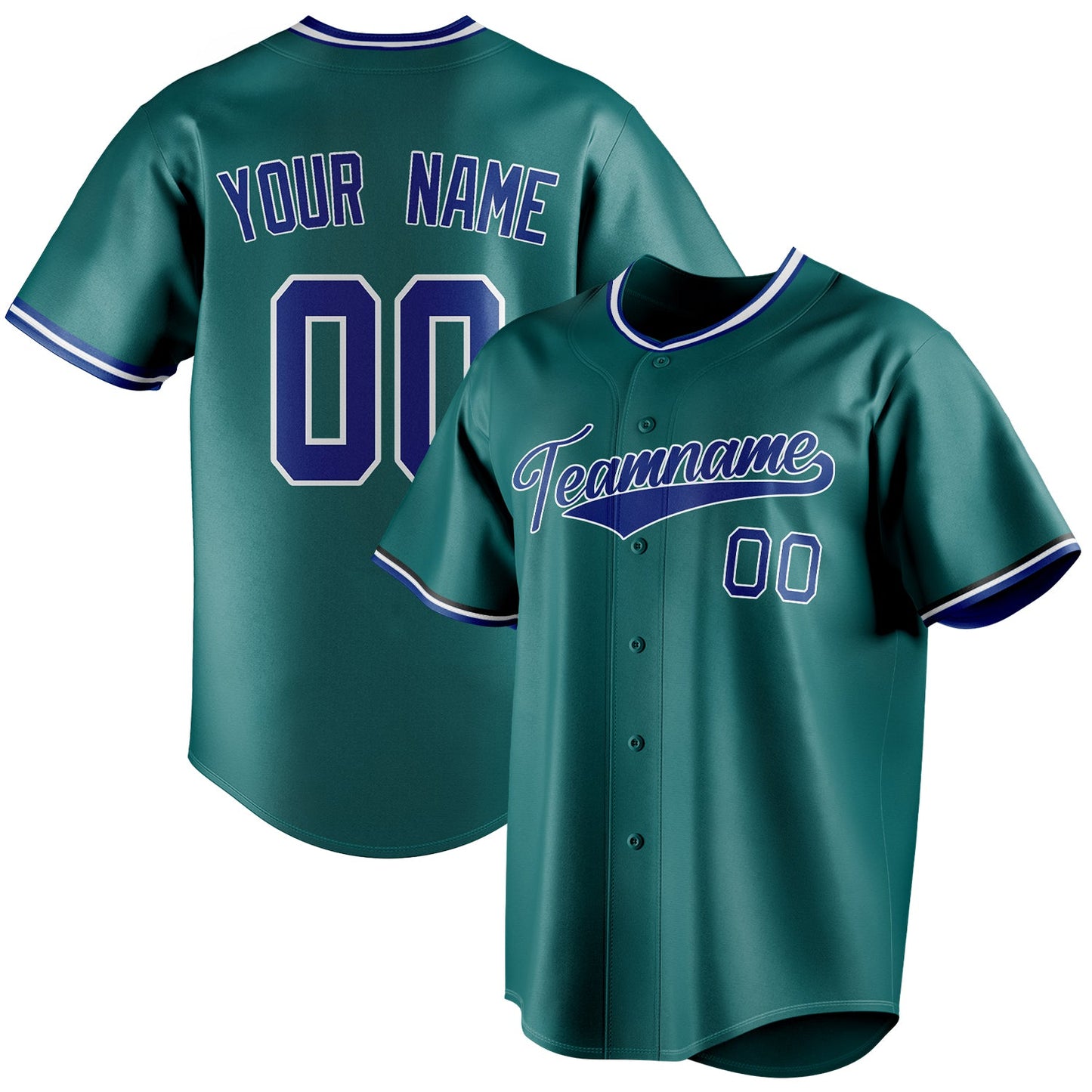 Personalized Teal & Royal Color Fan Baseball Jersey BB01240530CK327