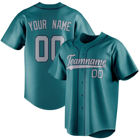 Personalized Teal & Gray Color Fan Baseball Jersey BB01240530CK334