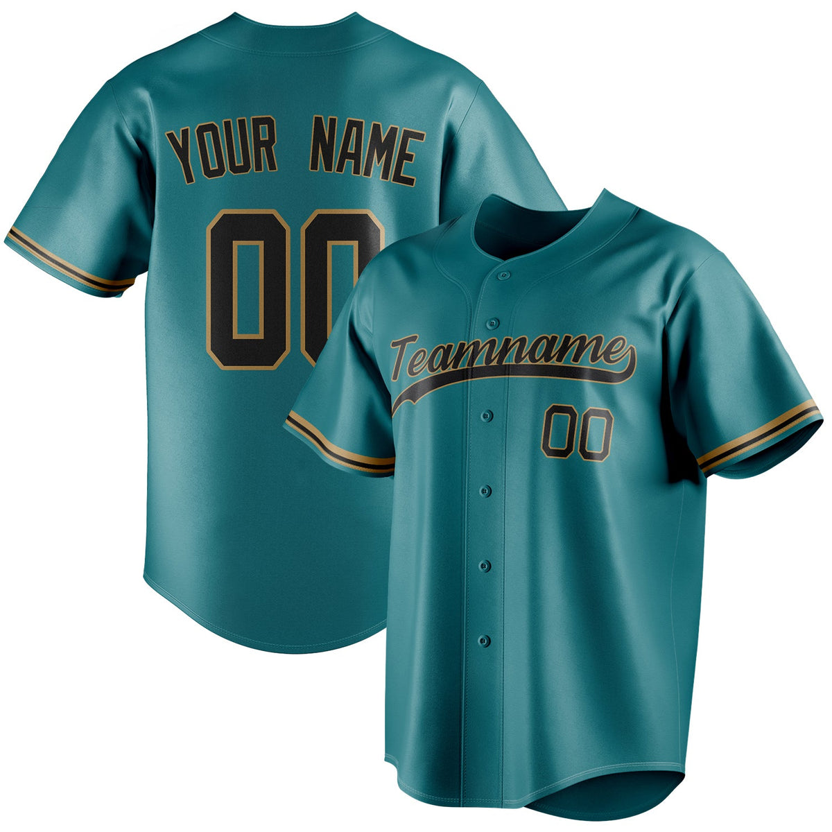 Personalized Teal & Navy Color Fan Baseball Jersey BB01240530CK335