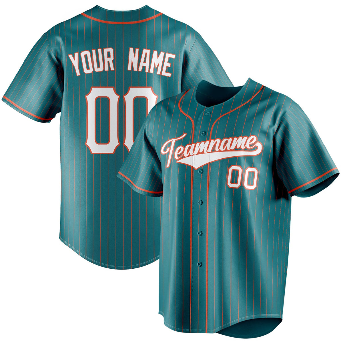 Personalized Teal & White Orange Pinstripe Fan Baseball Jersey BB01240530CK336