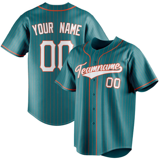Personalized Teal & White Orange Pinstripe Fan Baseball Jersey BB01240530CK336