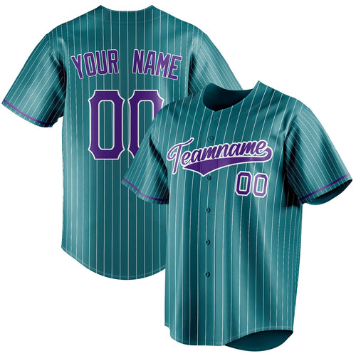 Personalized Teal & Purple White Pinstripe Fan Baseball Jersey BB01240530CK337