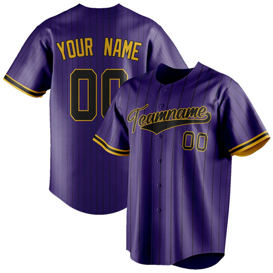 Personalized Purple & Black Black Pinstripe Fan Baseball Jersey BB01240530JZ255