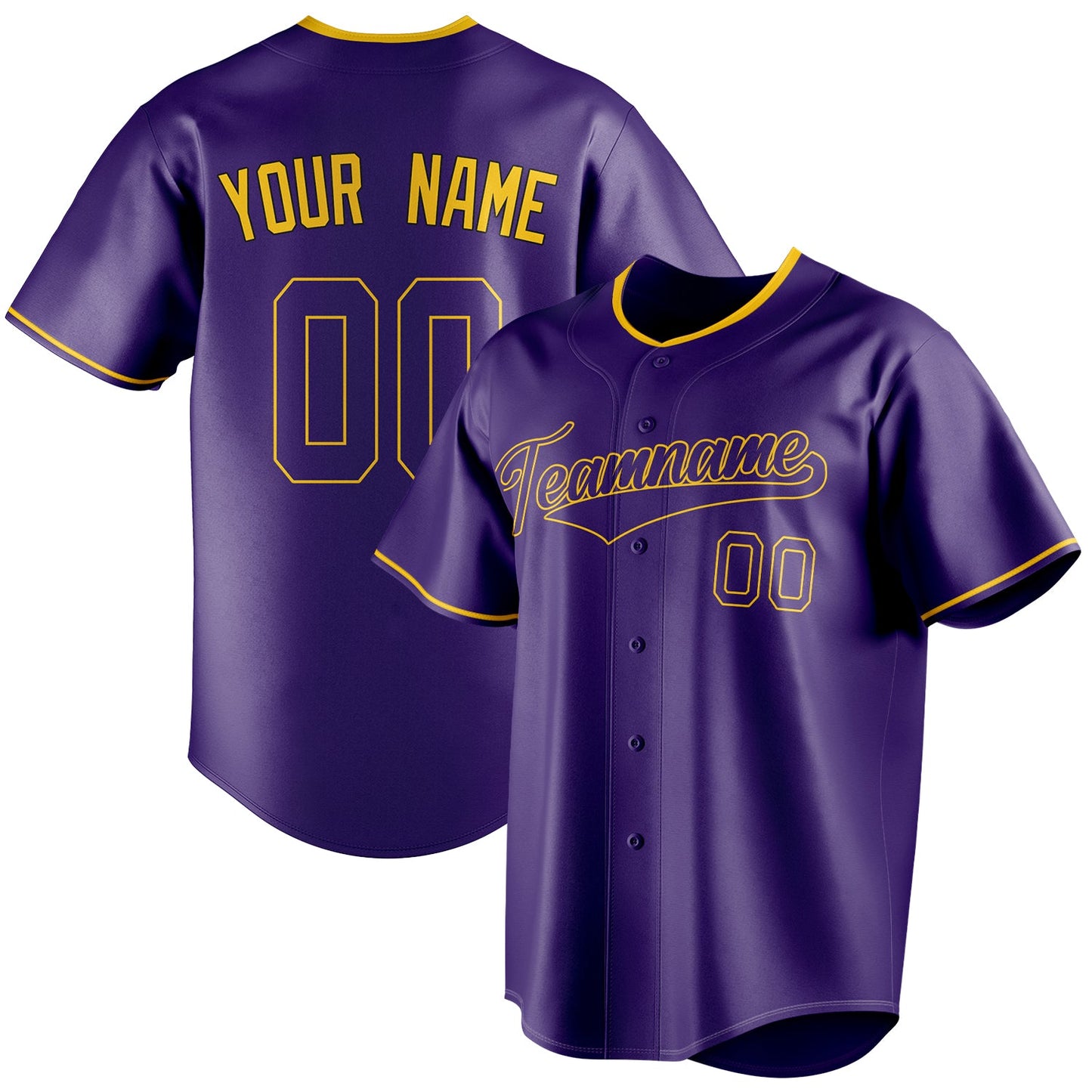 Personalized Purple & Gold Color Fan Baseball Jersey BB01240530JZ256