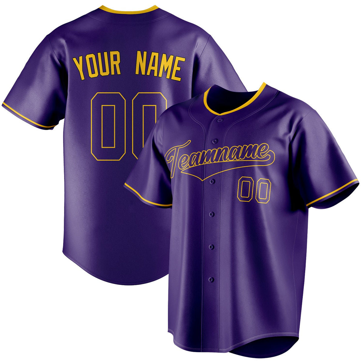 Personalized Purple & Gold Color Fan Baseball Jersey BB01240530JZ256