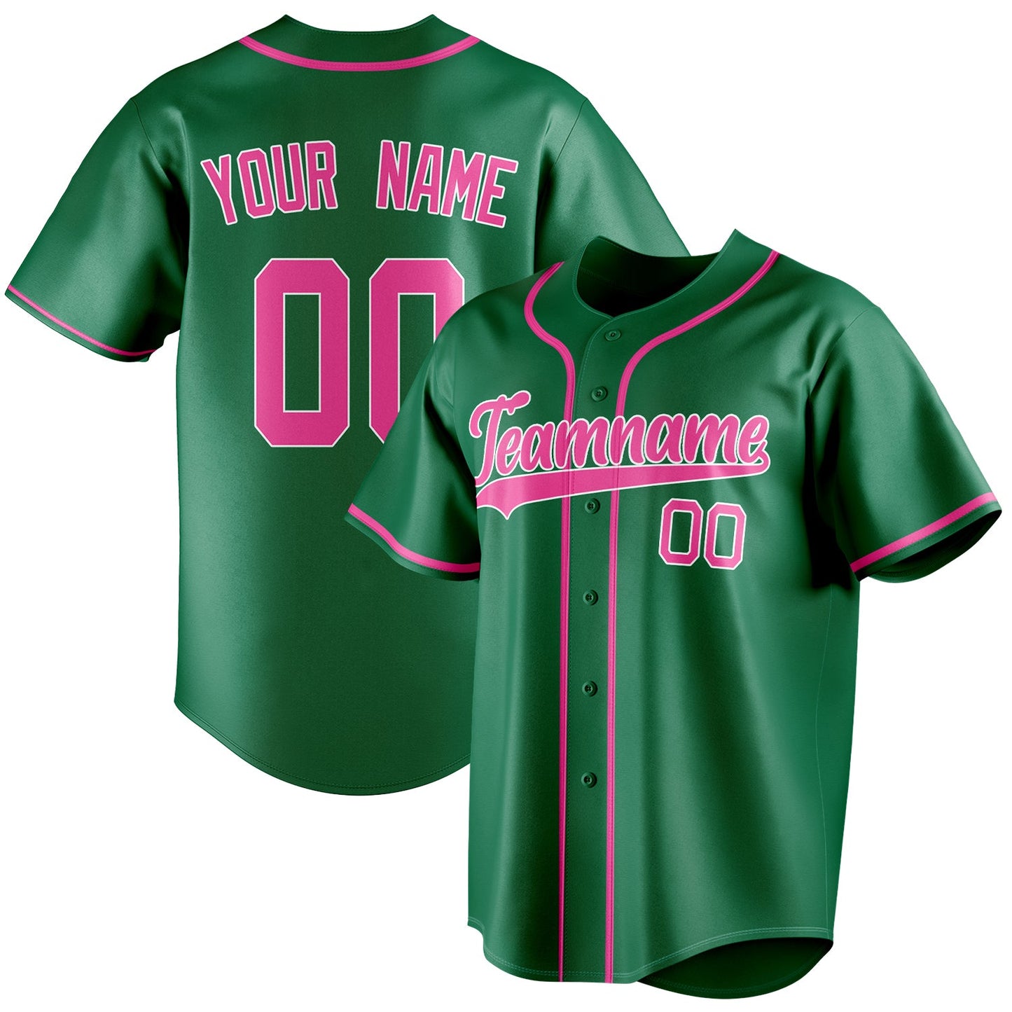Personalized Kelly Green & Pink Color Fan Baseball Jersey BB01240530WX225