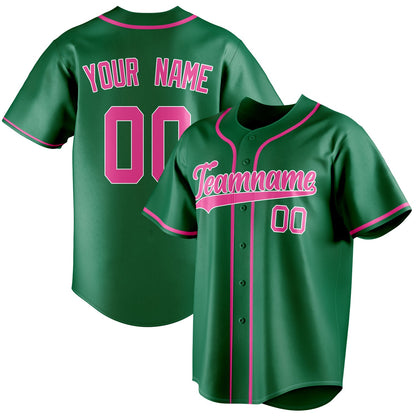 Personalized Kelly Green & Pink Color Fan Baseball Jersey BB01240530WX225