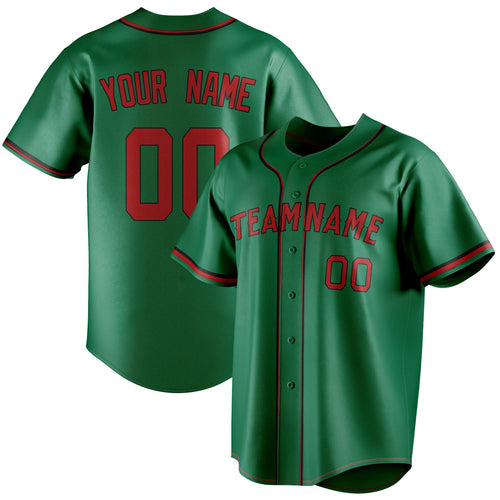 Personalized Kelly Green & Red Color Fan Baseball Jersey BB01240530WX228