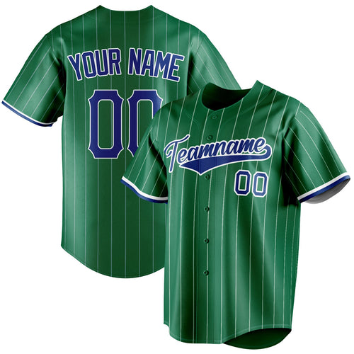 Personalized Kelly Green & Royal White Pinstripe Fan Baseball Jersey BB01240530WX238