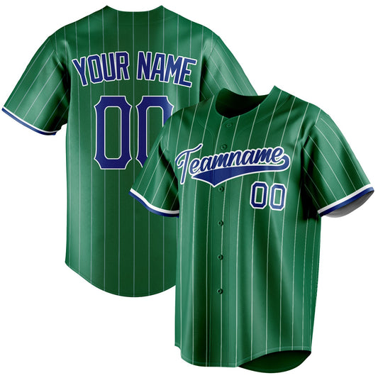 Personalized Kelly Green & Royal White Pinstripe Fan Baseball Jersey BB01240530WX238