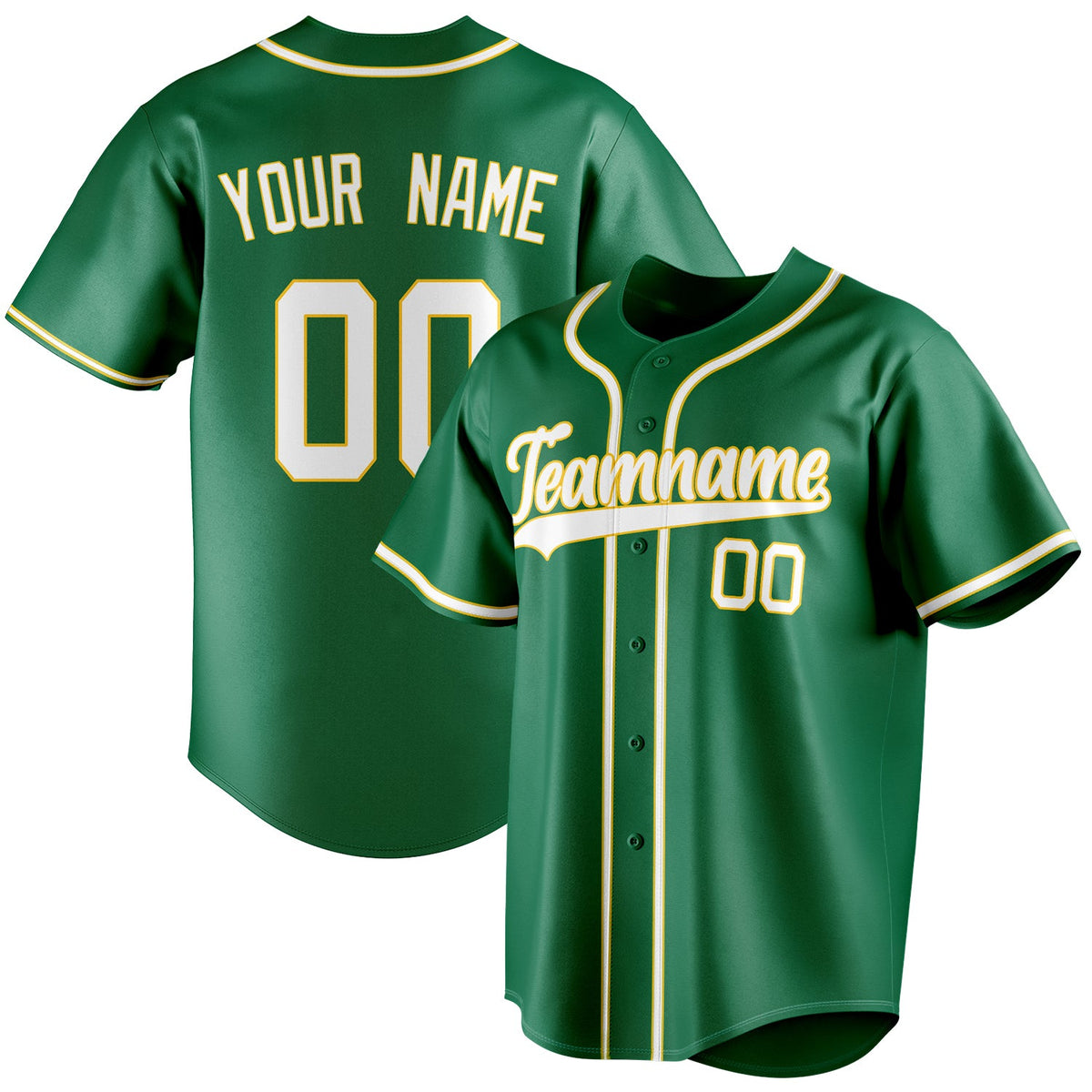Personalized Kelly Green & White Color Fan Baseball Jersey BB01240530WX239