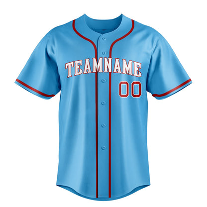 Sky-Blue & Red Clubhouse Baseball Jersey