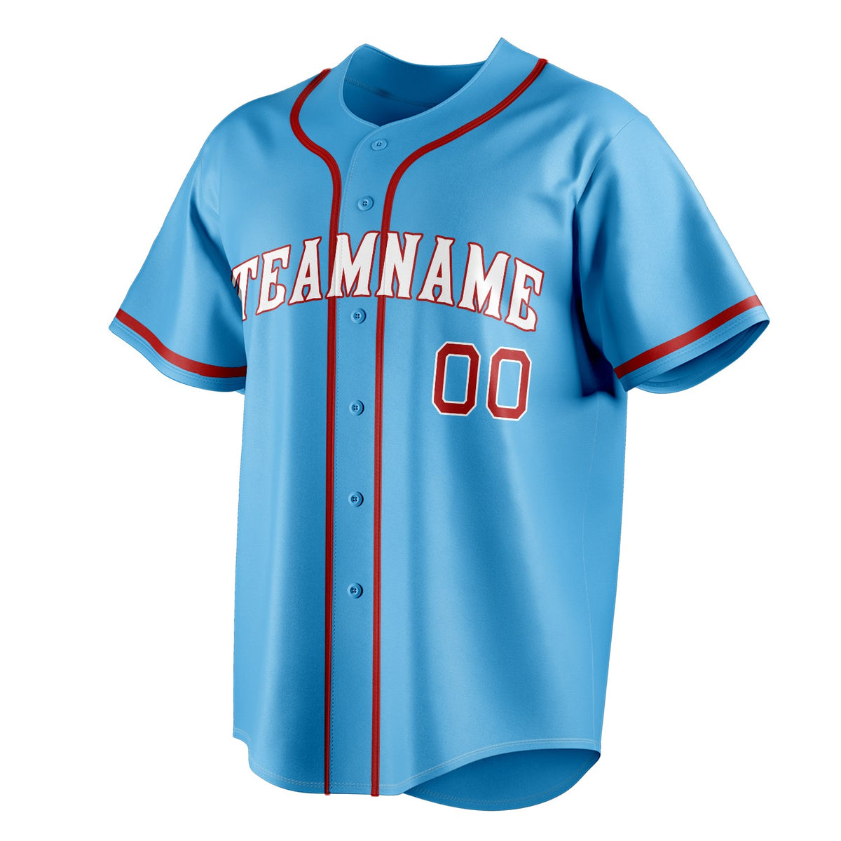 Sky-Blue & Red Clubhouse Baseball Jersey
