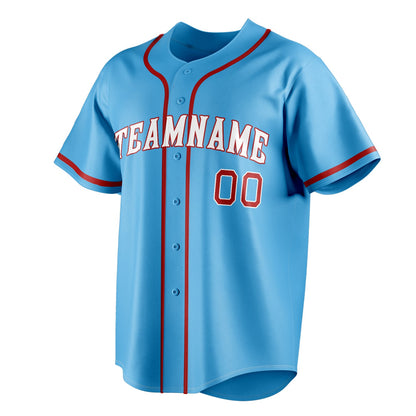 Sky-Blue & Red Clubhouse Baseball Jersey