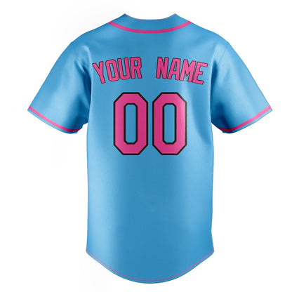 Sky-Blue & Pink Infield Baseball Jersey