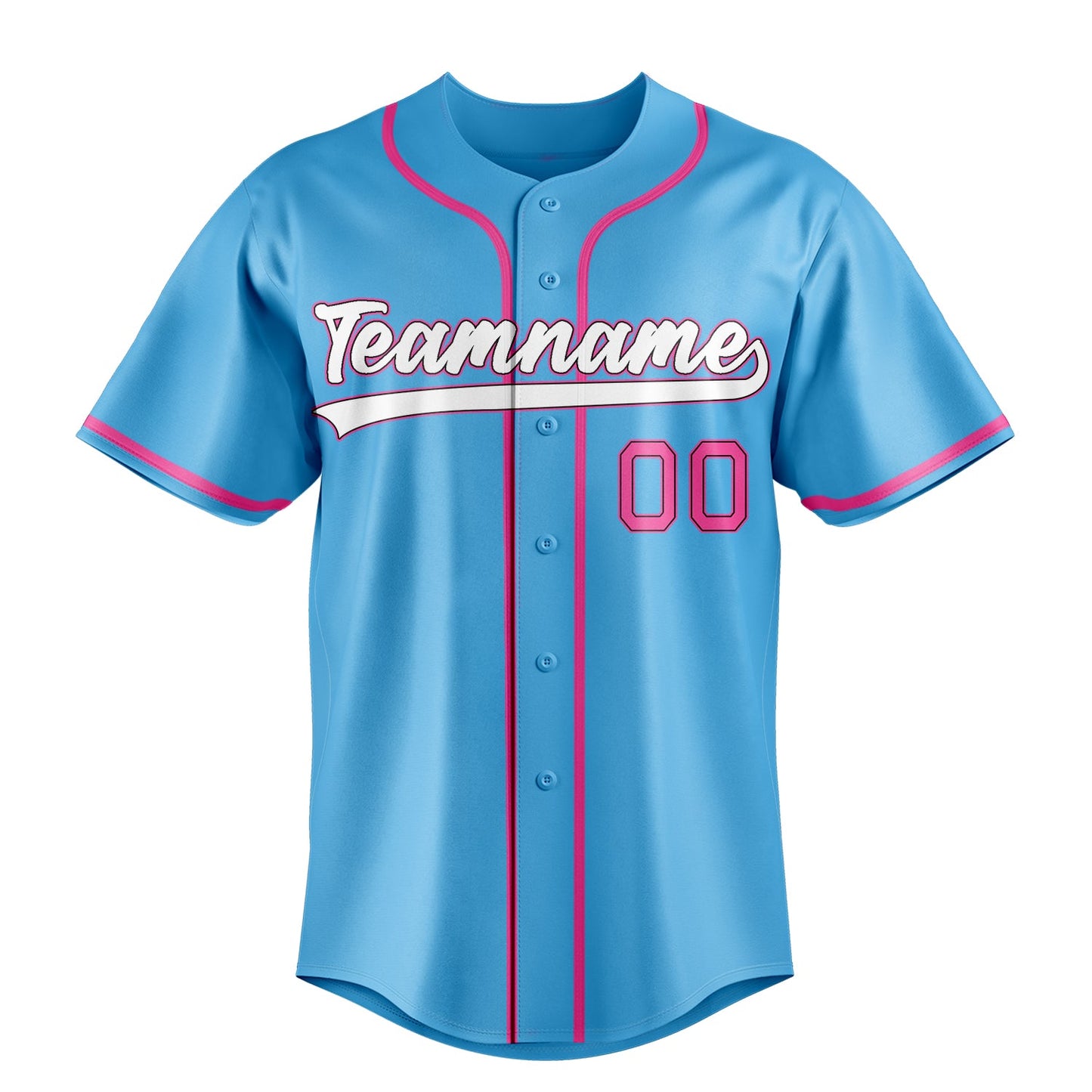 Sky-Blue & Pink Infield Baseball Jersey