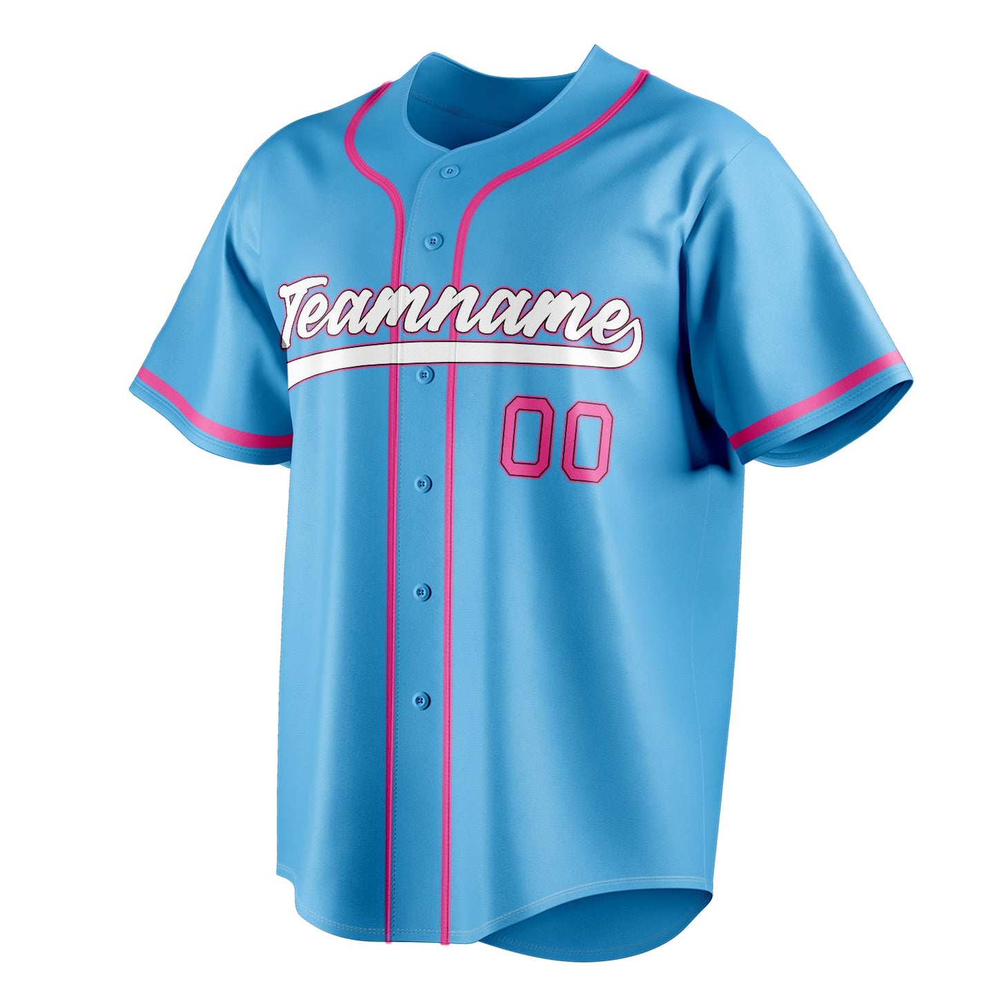 Sky-Blue & Pink Infield Baseball Jersey