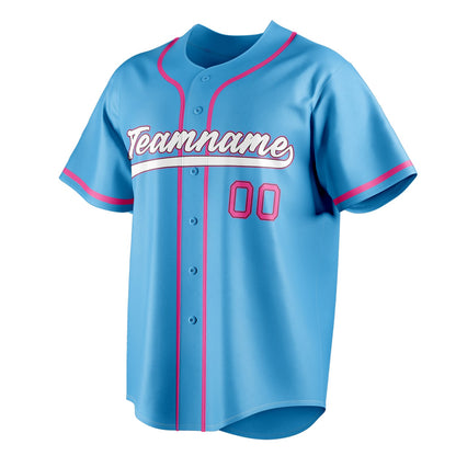 Sky-Blue & Pink Infield Baseball Jersey