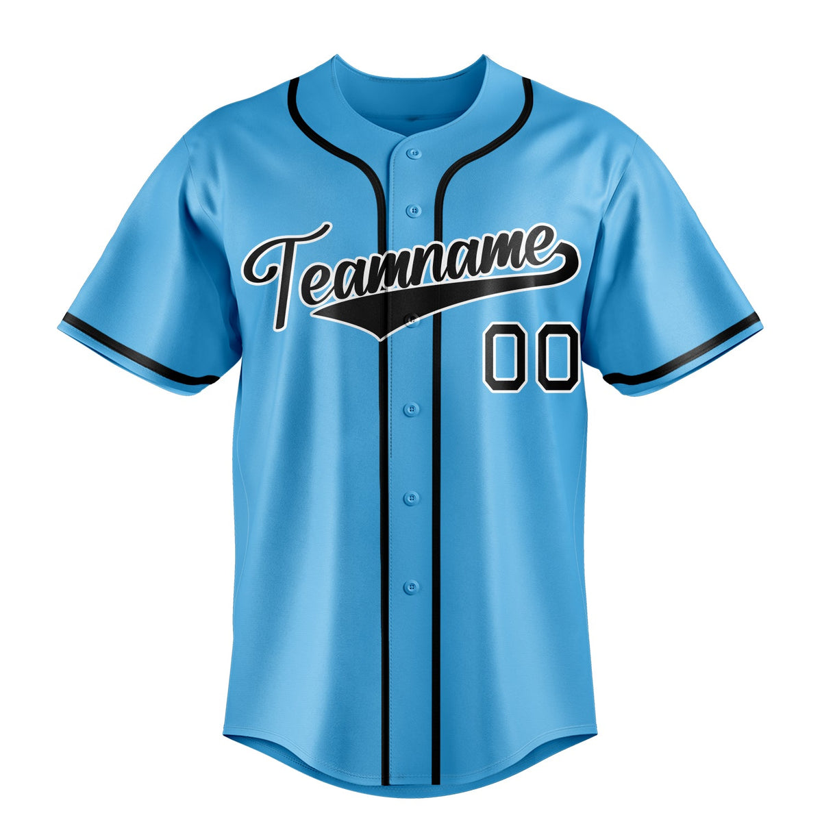 Sky-Blue & Black Baseline Baseball Jersey