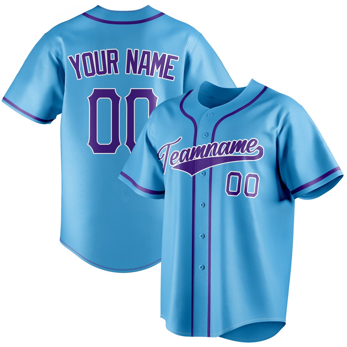 Personalized Sky Blue & Purple Color Fan Baseball Jersey BB01240530WX318