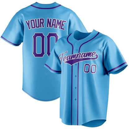 Personalized Sky Blue & Purple Color Fan Baseball Jersey BB01240530WX318