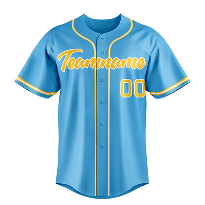 Sky-Blue & Yellow Pennant Baseball Jersey