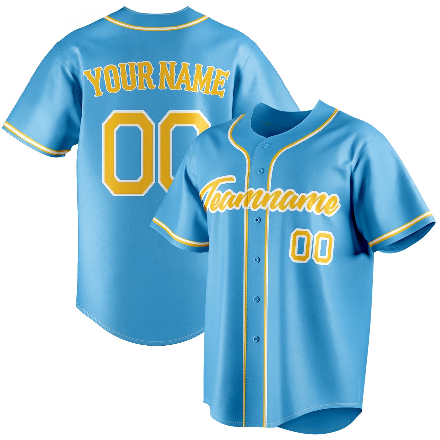 Personalized Sky Blue & Yellow Color Fan Baseball Jersey BB01240530WX319