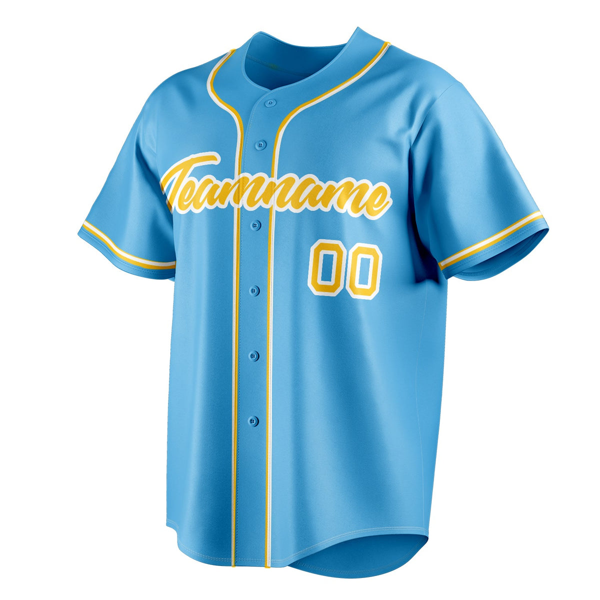 Sky-Blue & Yellow Pennant Baseball Jersey
