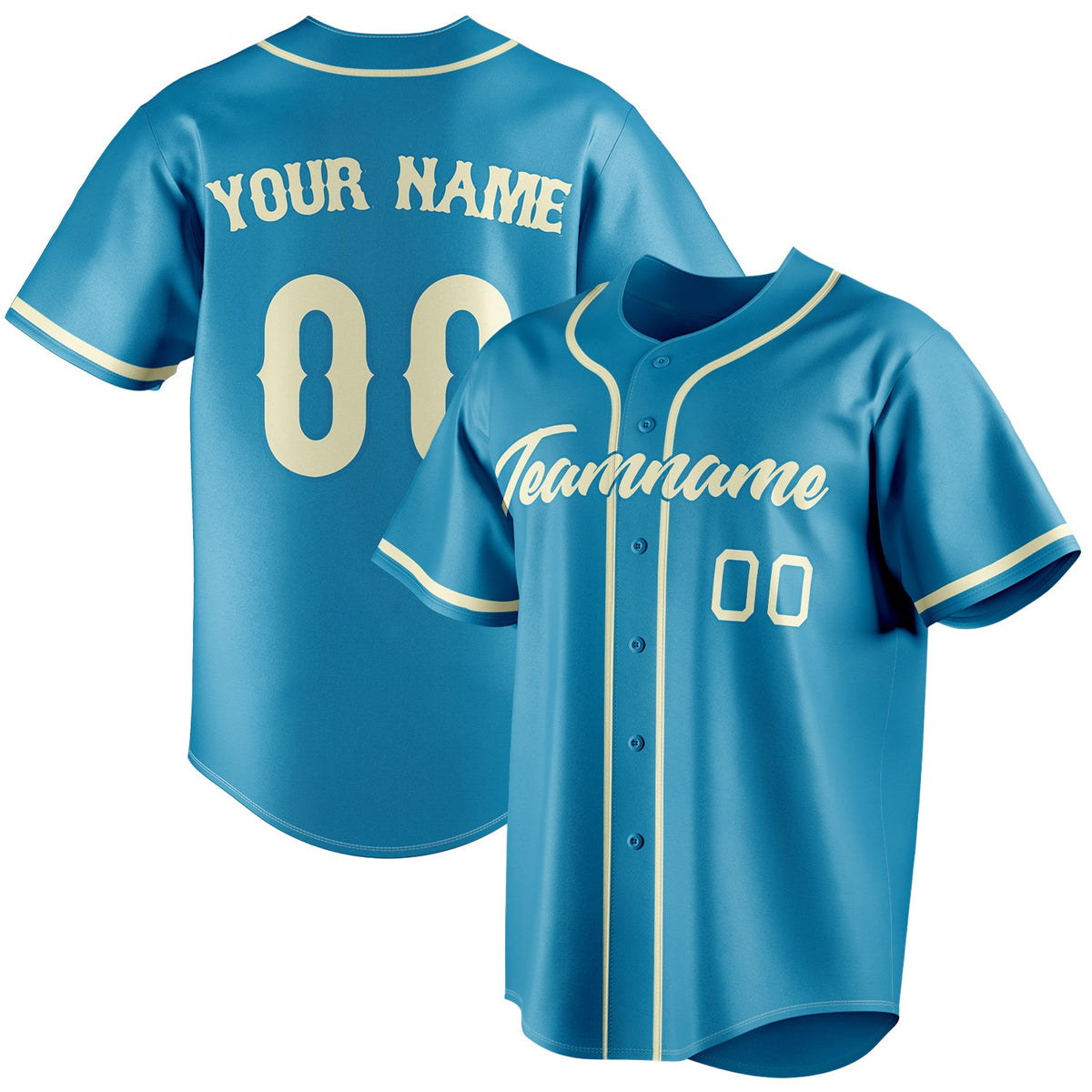 Personalized Panther Blue & Cream Color Fan Baseball Jersey BB01240530WX362
