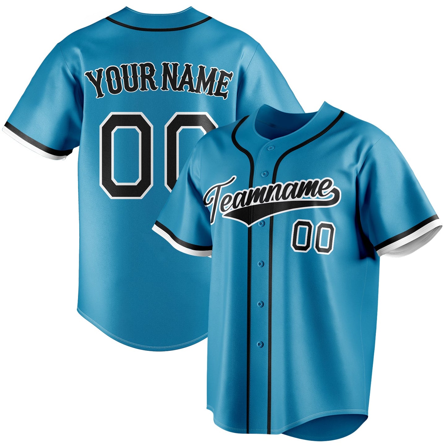 Personalized Panther Blue & Black Color Fan Baseball Jersey BB01240530WX371