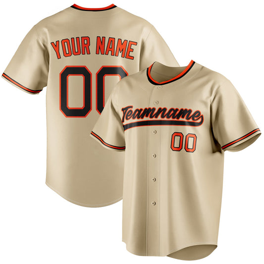 Personalized Sand & Black Color Fan Baseball Jersey BB01240530WX384