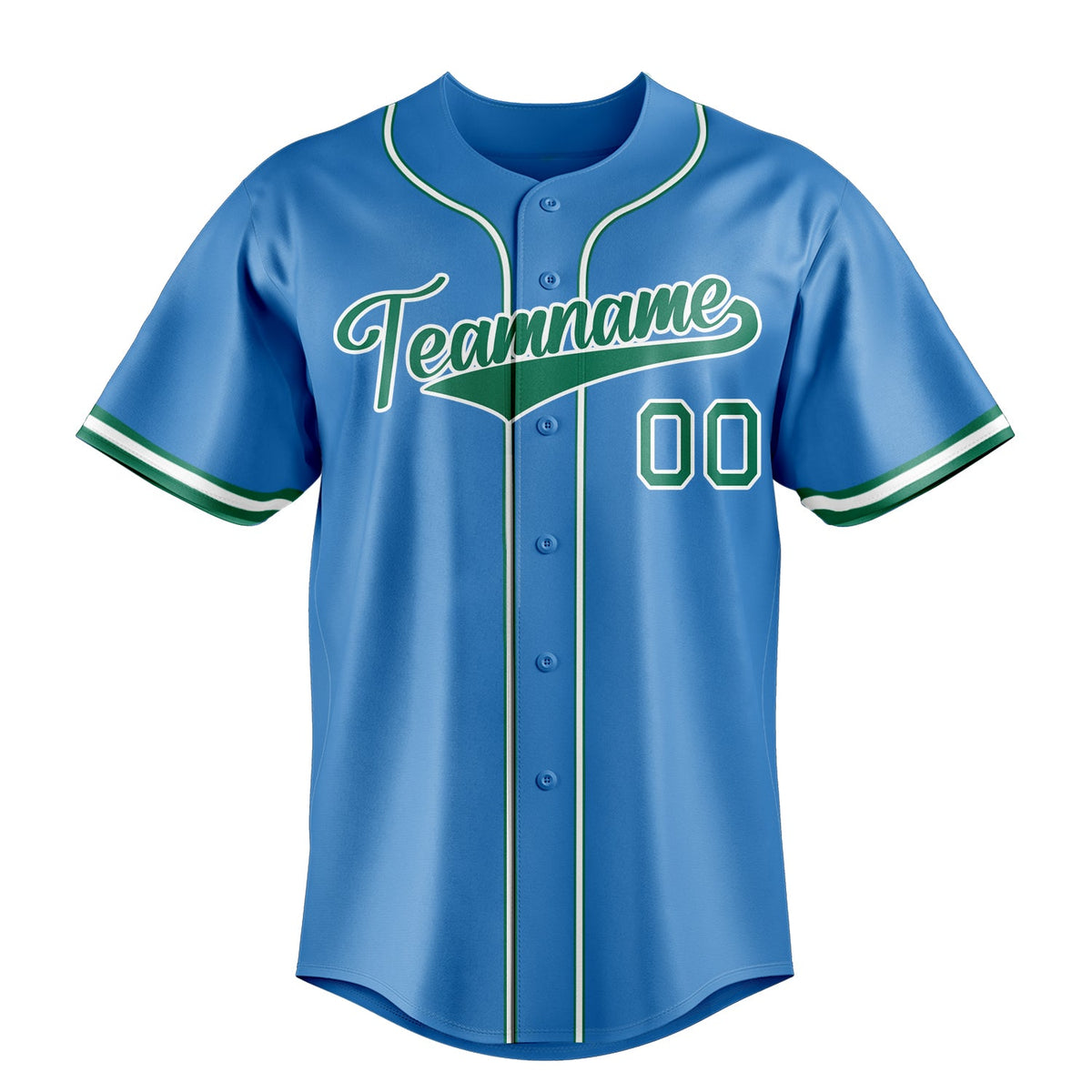 Powder-Blue & Green Varsity Baseball Jersey