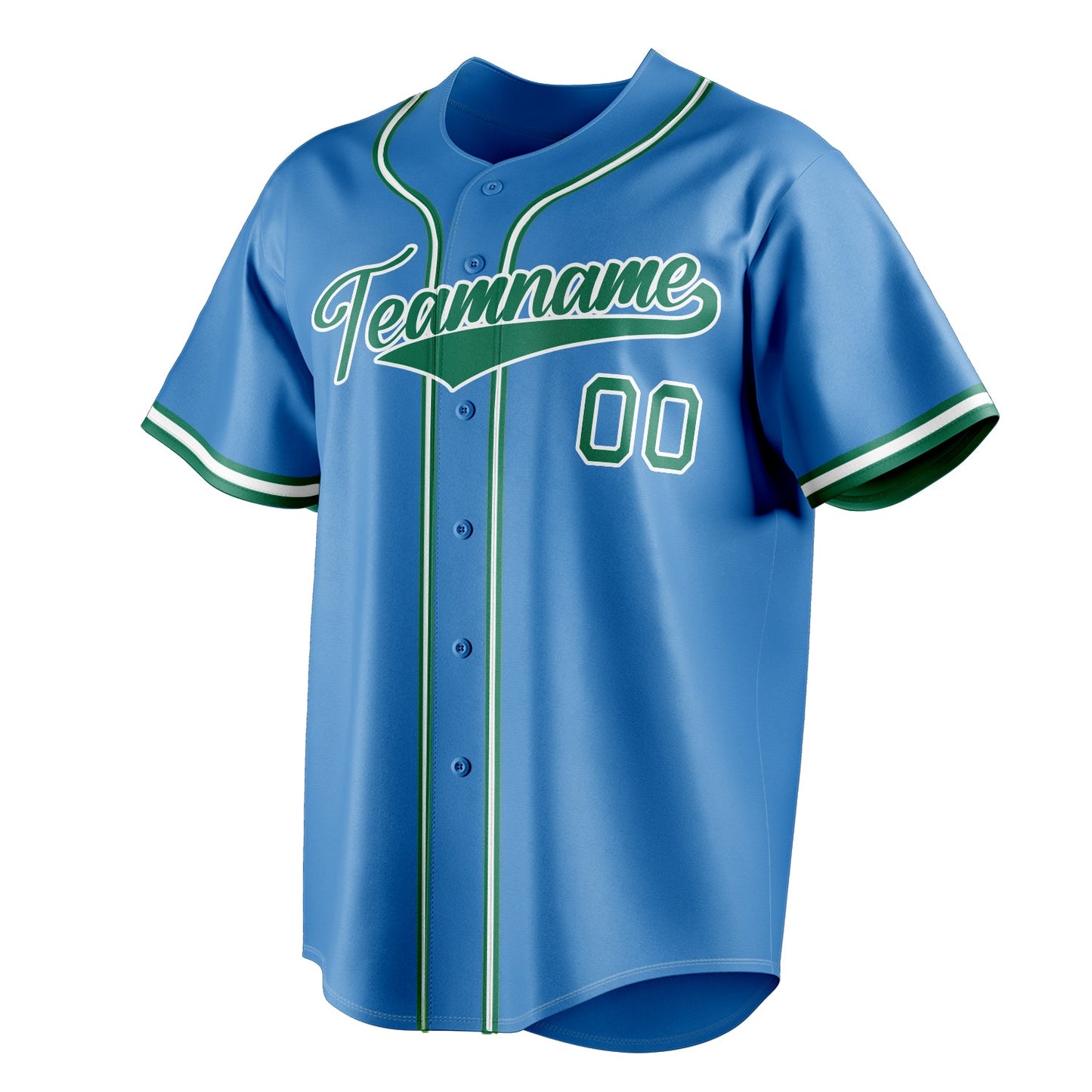 Powder-Blue & Green Varsity Baseball Jersey