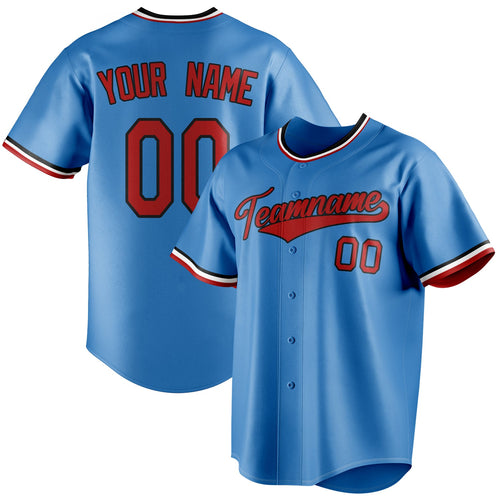 Personalized Powder Blue & Crimson Color Fan Baseball Jersey BB01240530WY274