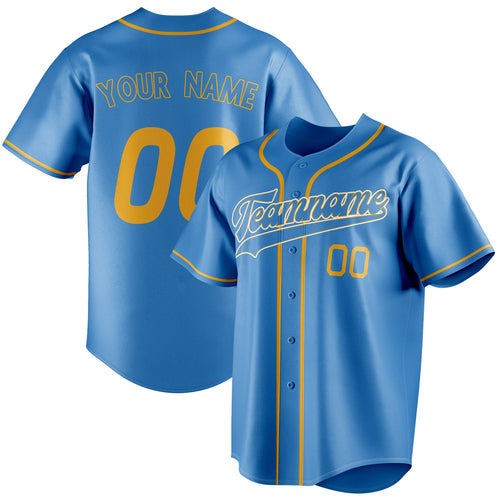 Personalized Powder Blue & Gold Color Fan Baseball Jersey BB01240530WY276
