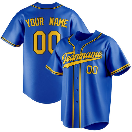 Personalized Thunder Blue & Olg Gold Color Fan Baseball Jersey BB01240530WY344