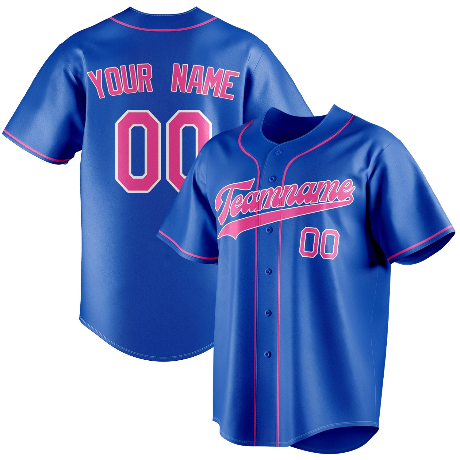 Personalized Thunder Blue & Pink Color Fan Baseball Jersey BB01240530WY351