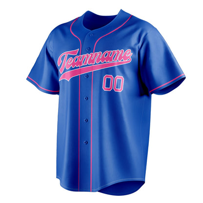 Thunder-Blue & Pink Dugout Baseball Jersey