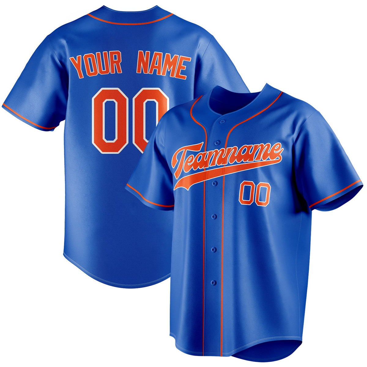 Personalized Thunder Blue & Orange Color Fan Baseball Jersey BB01240530WY355